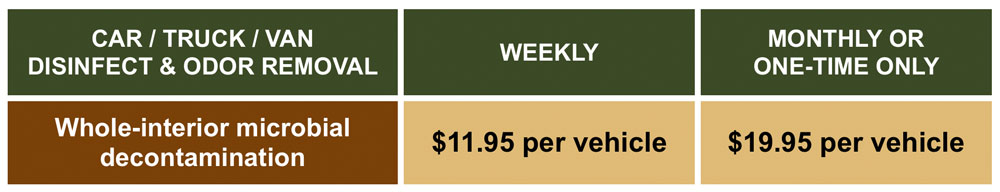 car truck van disinfect prices