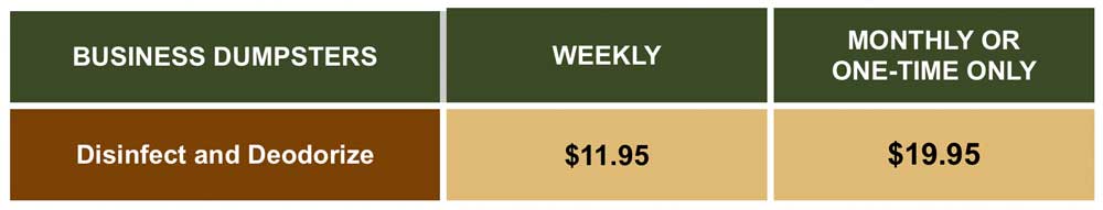 dumpster disinfect deodorize prices