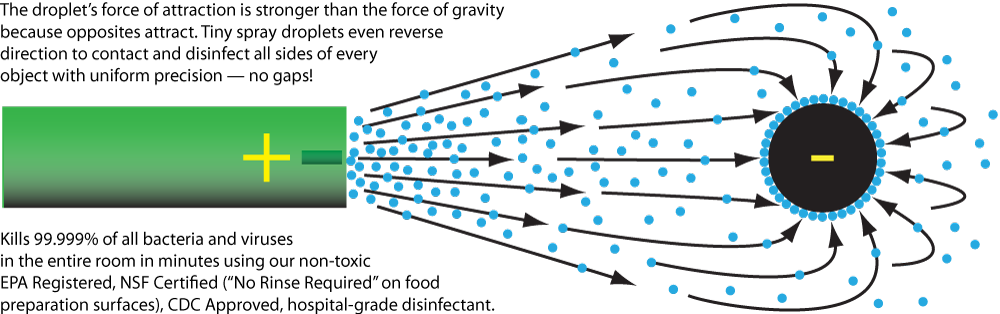 Graphic diagram showing 360 degree coverage