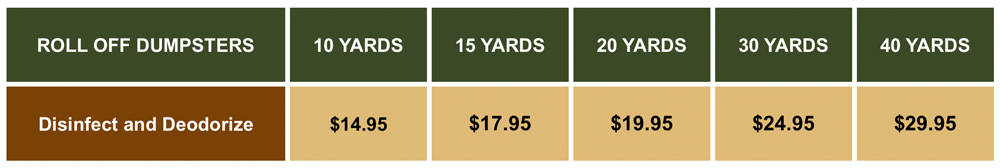 rolloff disinfect deodorize prices