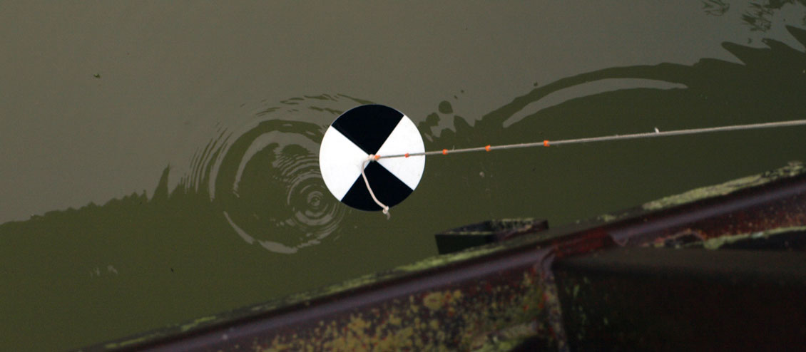 Conducting the monthly visual clarity water test in White Rock Creek.