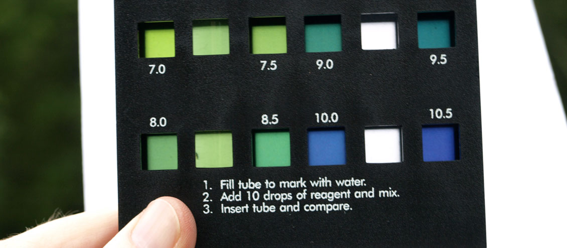 Color of tested water is compared to the water color reaction key.