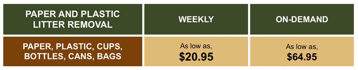 litter trash removal prices