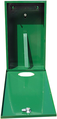 Header bag dispenser showing prongs inside the cabinet box