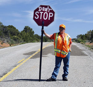 Image of a flagman on a highway